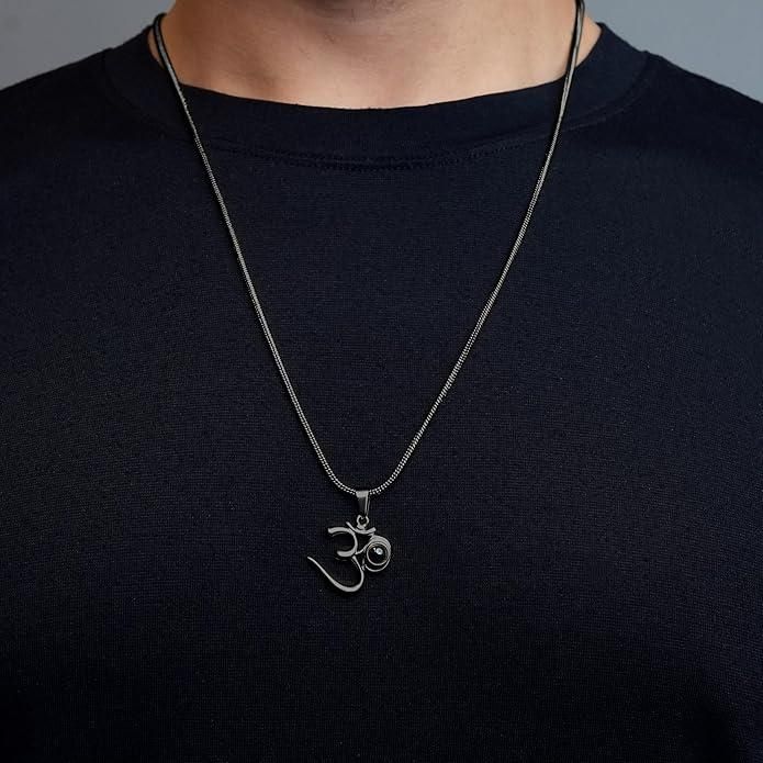 Adiyogi OM Pendant – Black Stainless Steel Spiritual Necklace