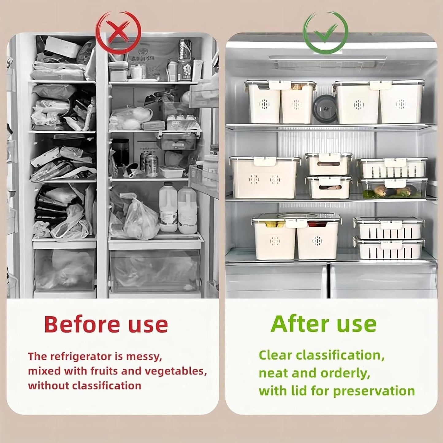 4-Compartment Fridge Storage Box – Multipurpose Organizer Tray with Lid