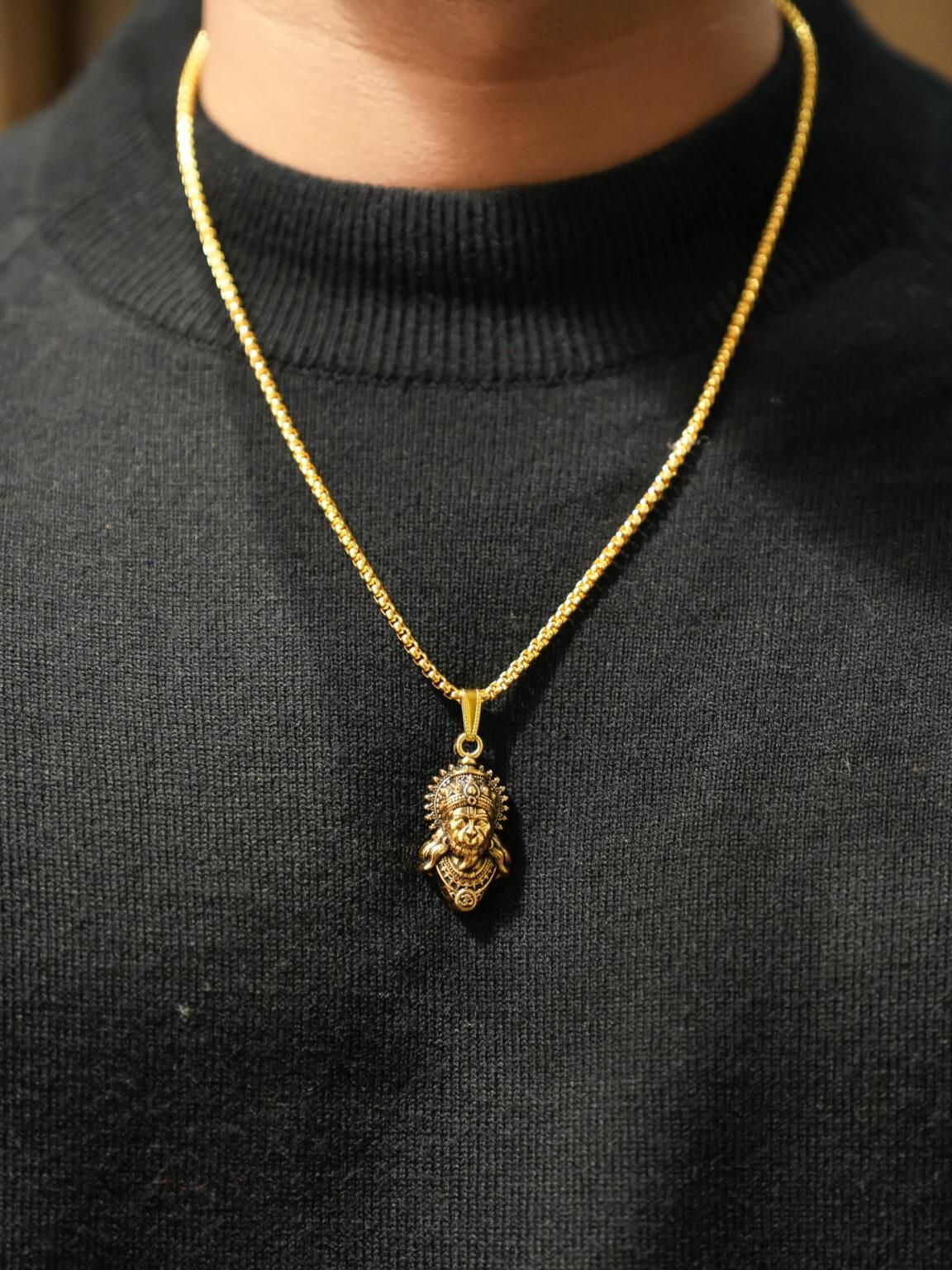 Lord Hanuman Pendant with Chain β Divine Strength & Protection Jewelry (Pack of 1)