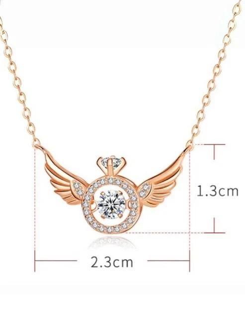 Rose Gold Angel Wings Pendant – Elegant Alloy Chain for Women