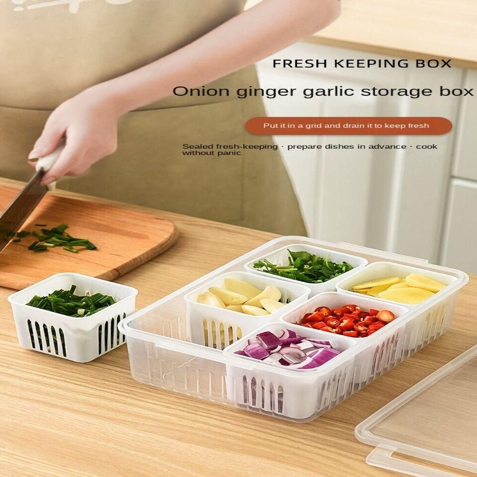 6 Grid Fridge Storage Box – Multi-Compartment Organizer (Pack of 1)