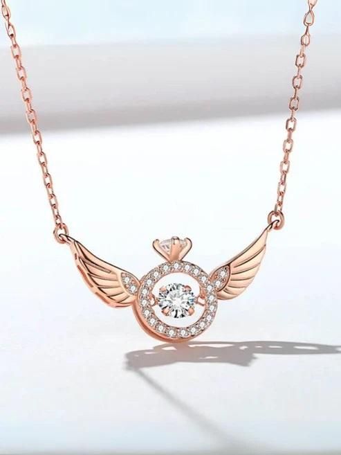 Rose Gold Angel Wings Pendant – Elegant Alloy Chain for Women