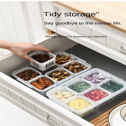 6 Grid Fridge Storage Box – Multi-Compartment Organizer (Pack of 1)