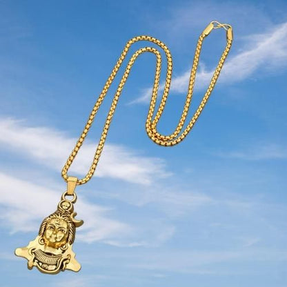 Mahadev Shiv Pendant with Chain – Divine Silver-Toned Jewelry for Devotees (Pack of 1)