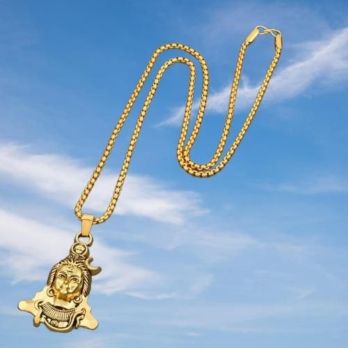 Mahadev Shiv Pendant with Chain – Divine Silver-Toned Jewelry for Devotees (Pack of 1)