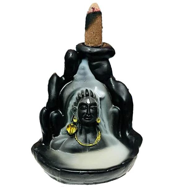 Smoke Fountain Lord Shiva Cone Incense Holder Showpiece with 10 Free Backflow Cones