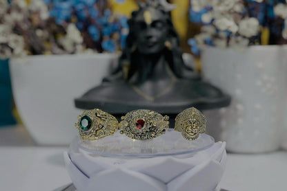 Trinity Divine Rings – Shivji, Ganeshji & Hanumanji Combo (Set of 3 Spiritual Rings)