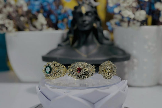Trinity Divine Rings – Shivji, Ganeshji & Hanumanji Combo (Set of 3 Spiritual Rings)