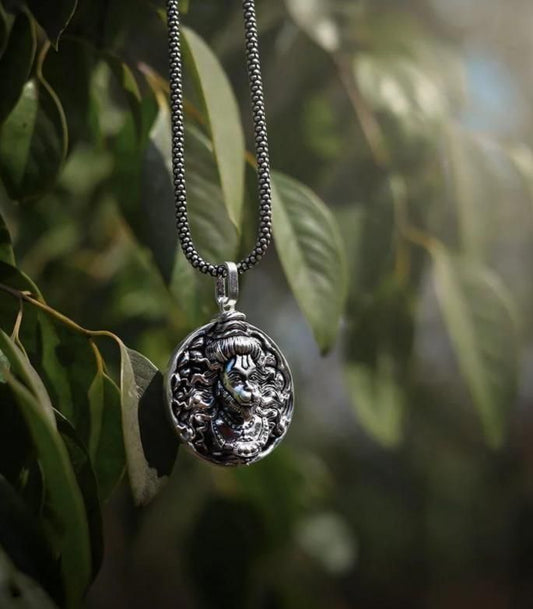 Divine Hanuman Ji Pendant with Oxidized Silver Chain
