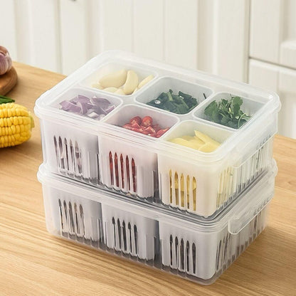 6 Grid Fridge Storage Box – Multi-Compartment Organizer (Pack of 1)