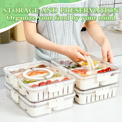 4-Compartment Fridge Storage Box – Multipurpose Organizer Tray with Lid