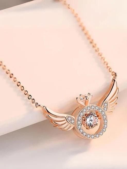 Rose Gold Angel Wings Pendant – Elegant Alloy Chain for Women