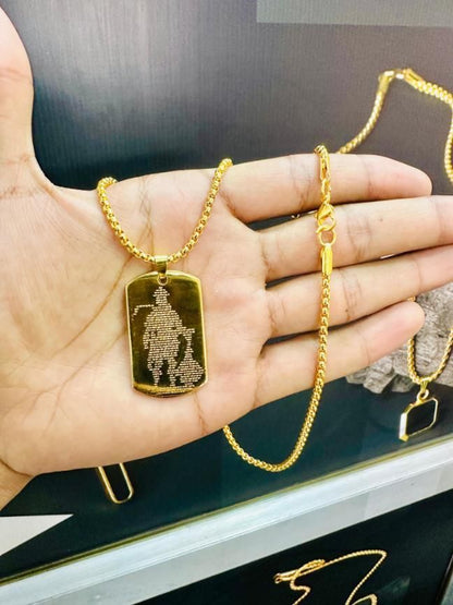 Hanuman Chalisha Pendant with ChainHanuman Chalisa Pendant with Chain – Gold Plated Spiritual Jewelry for Men (Pack of 1)