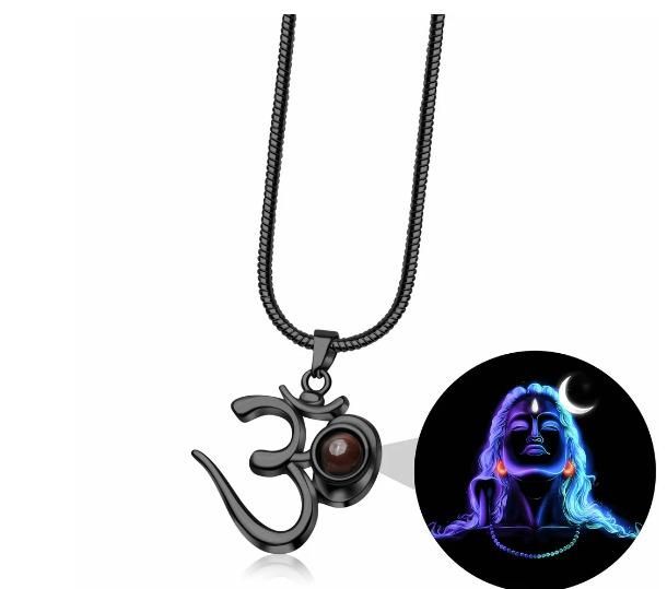 Adiyogi OM Pendant – Black Stainless Steel Spiritual Necklace