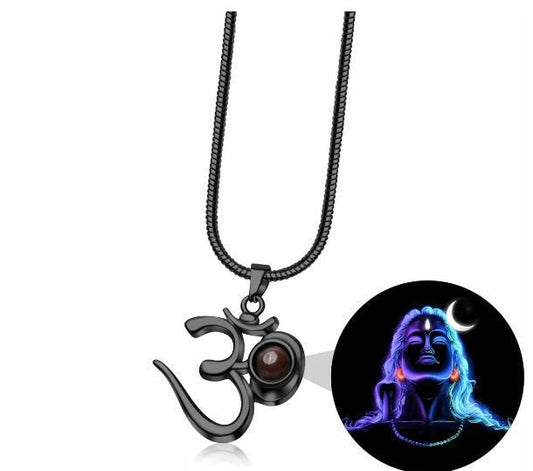 Adiyogi OM Pendant – Black Stainless Steel Spiritual Necklace