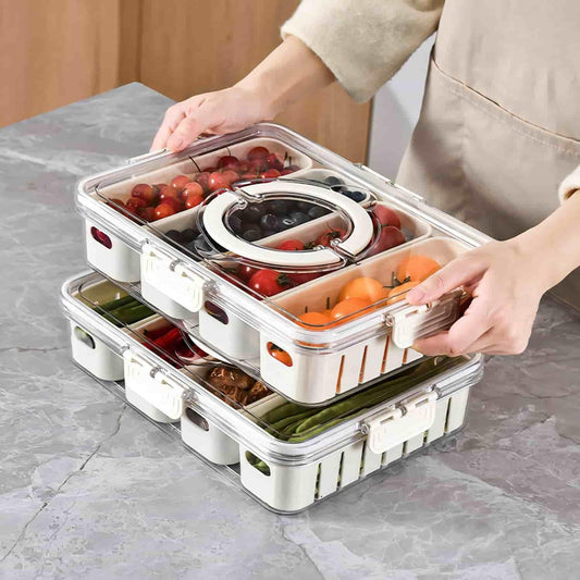 4-Compartment Fridge Storage Box – Multipurpose Organizer Tray with Lid