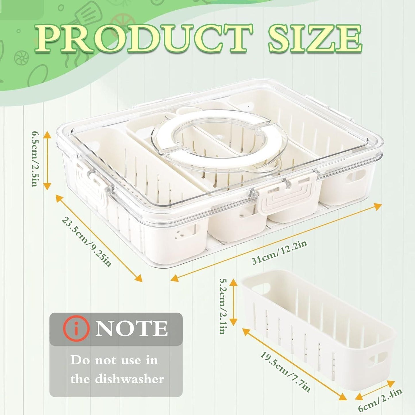 4-Compartment Fridge Storage Box – Multipurpose Organizer Tray with Lid